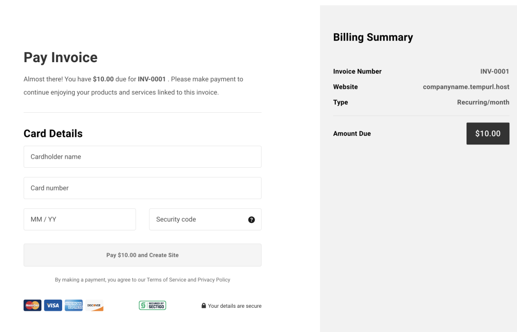 5 screenshot on billing summary and paying invoice